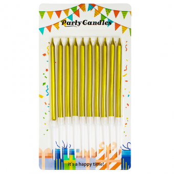 Купить Набор свечей в торт 10см.10 шт/уп.(золото) оптом